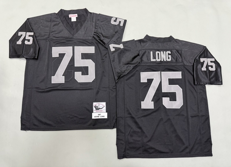Men 2025 Nike Oakland Raiders #75 Long black Throwback Limited NFL Jersey style 001->oakland raiders->NFL Jersey